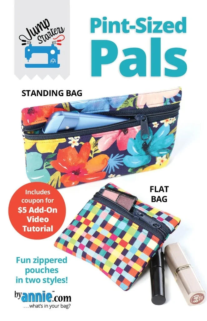 Floral print zippered standing bag set with flat pouch and small notebook