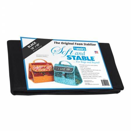 Black foam stabilizer sheet for bags and embroidery, packaged, 18 in x 58 in
