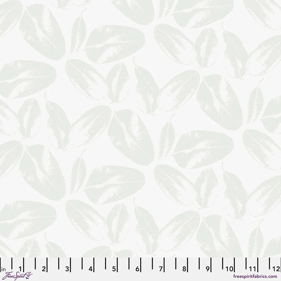 Cotton quilting fabric with pale leaf pattern, light background