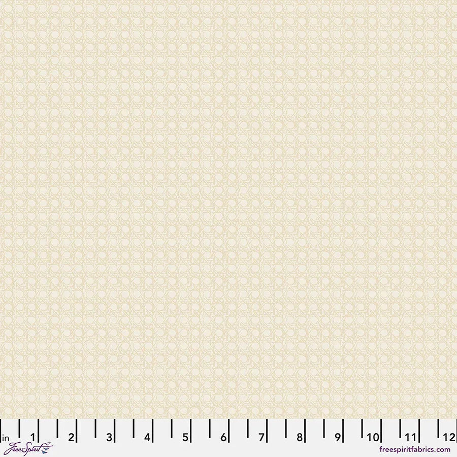 Off-white woven fabric with small repeating geometric pattern