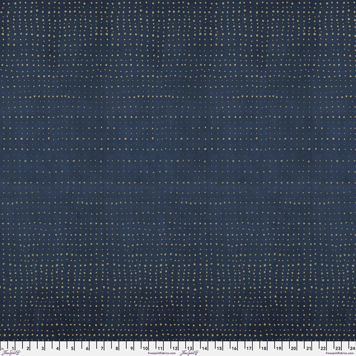 Dark navy fabric with scattered constellation stars and small dot pattern