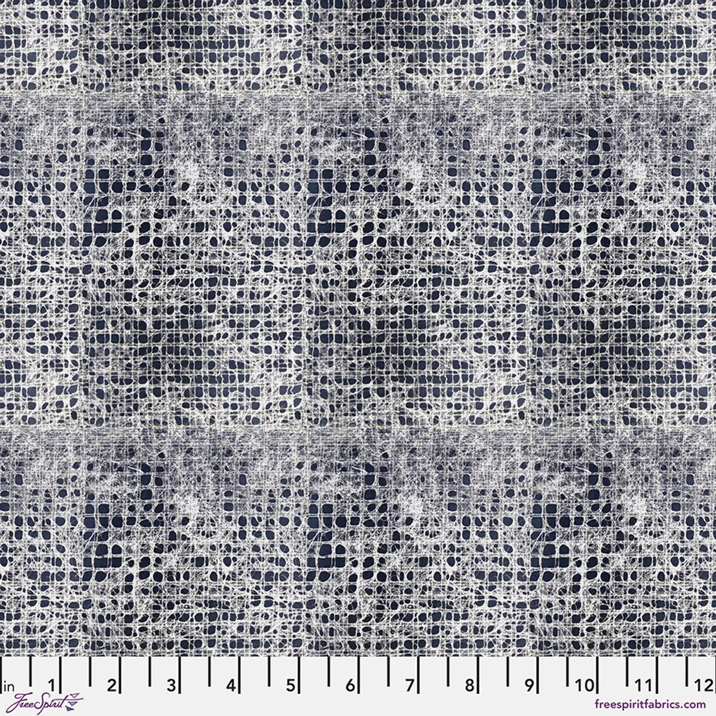 Fabric swatch with stardust and geometric pattern in light blue and dark navy