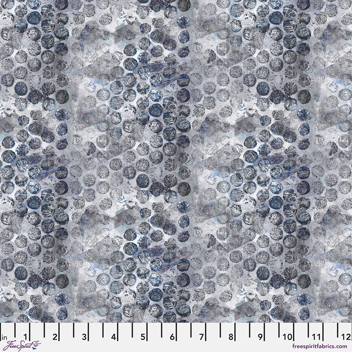 Eclipse Lunar fabric with dark navy and light blue circular dot pattern