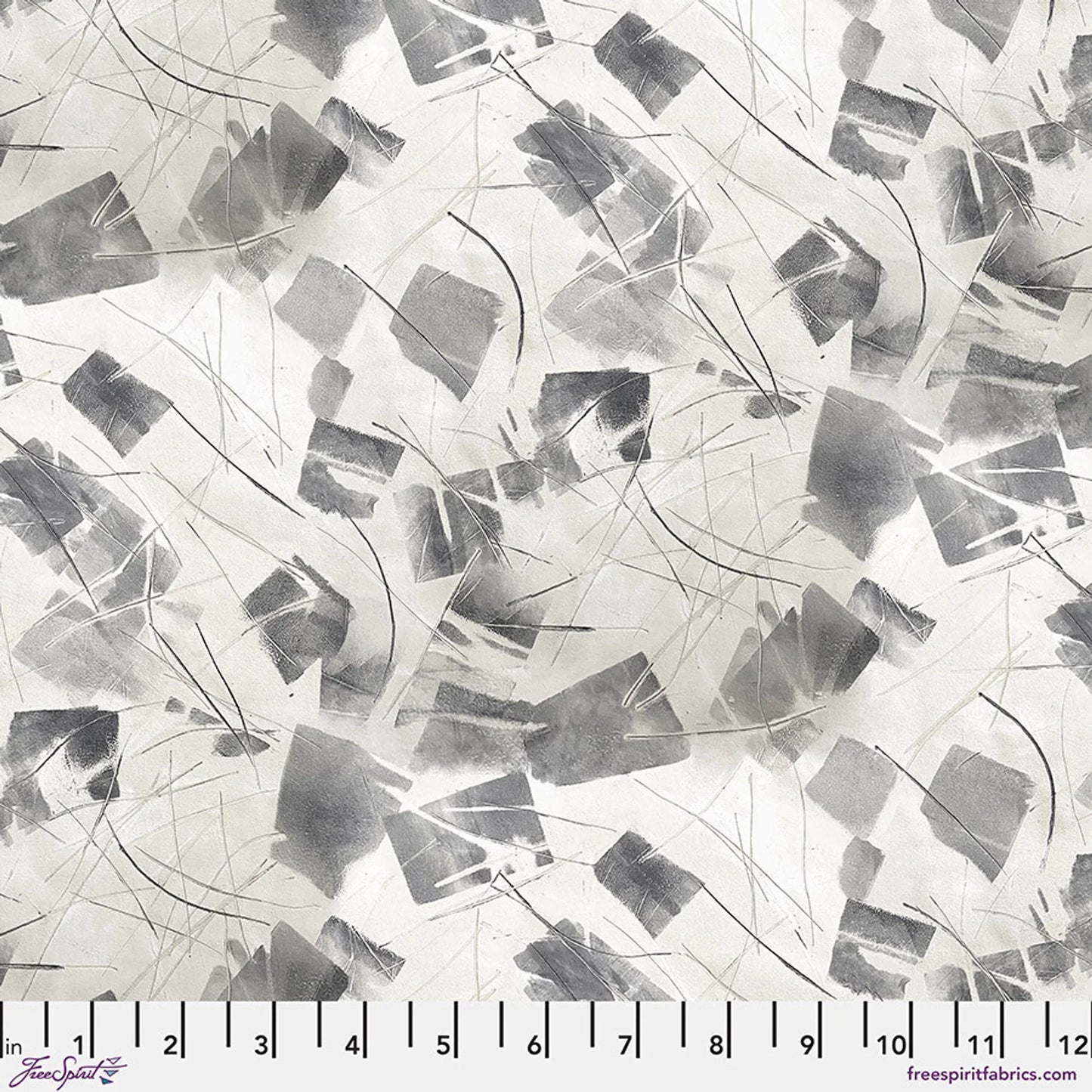 Abstract gray geometric pattern fabric with thin scribble lines on a light base