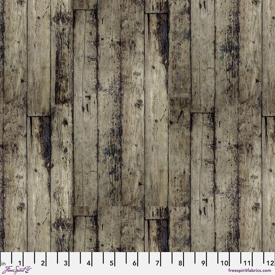 Neutral wood plank pattern fabric swatch