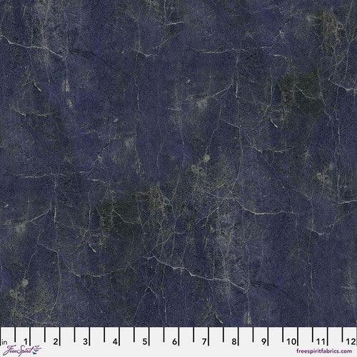 Indigo vintage fabric with subtle textured lines and mottled pattern