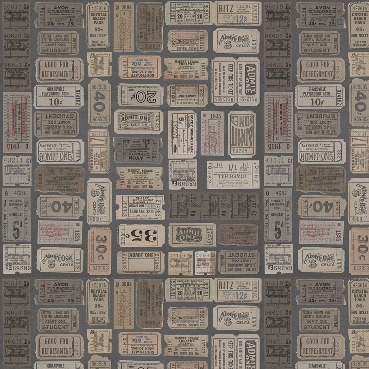 Eclectic Elements Palette - Charcoal Palette by Tim Holtz Eclectic Elements Charcoal Tickets PWTH.312CHARCOAL by Tim Holtz from FreeSpirit Fabrics