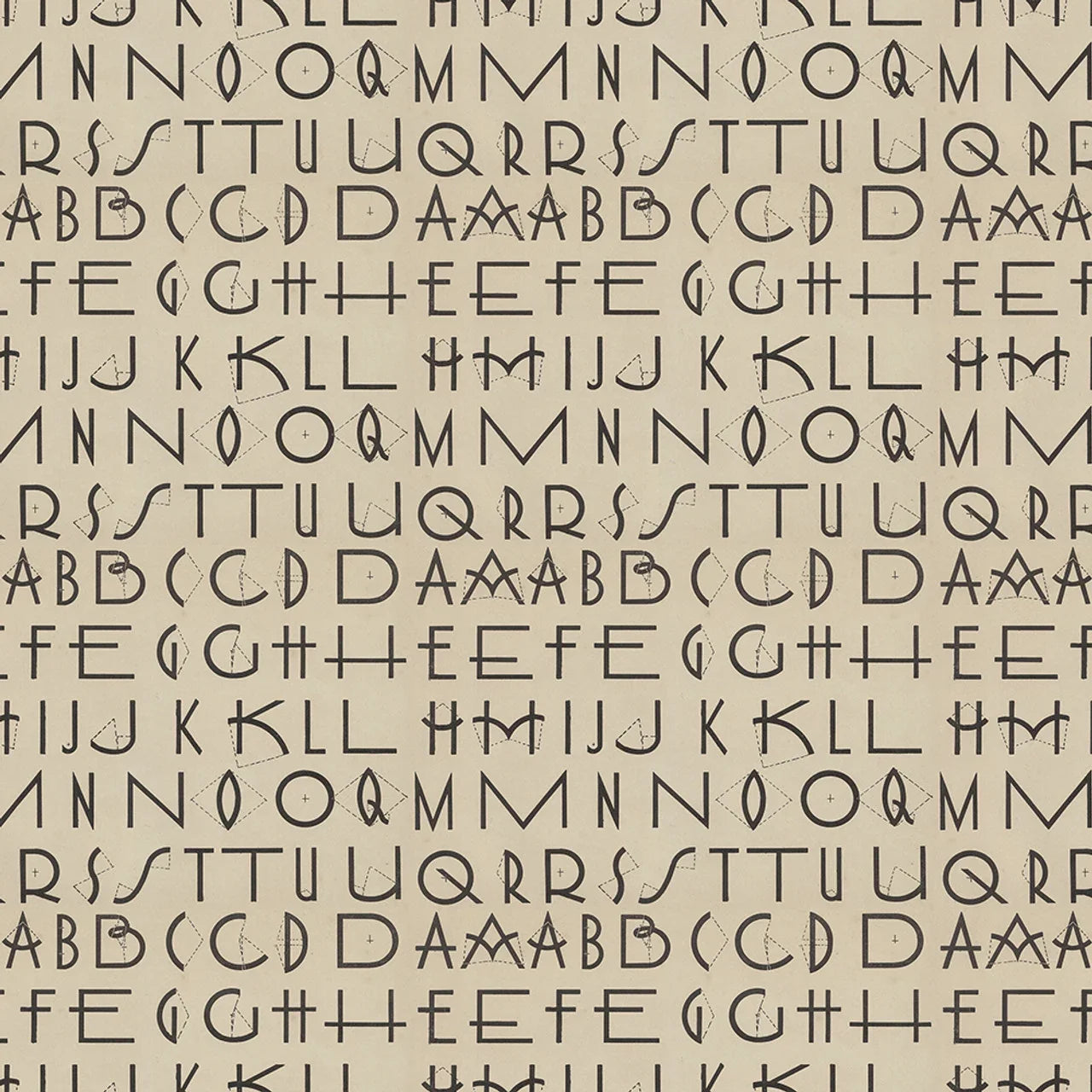 Charcoal fabric with repeating uppercase and lowercase typographic letter pattern