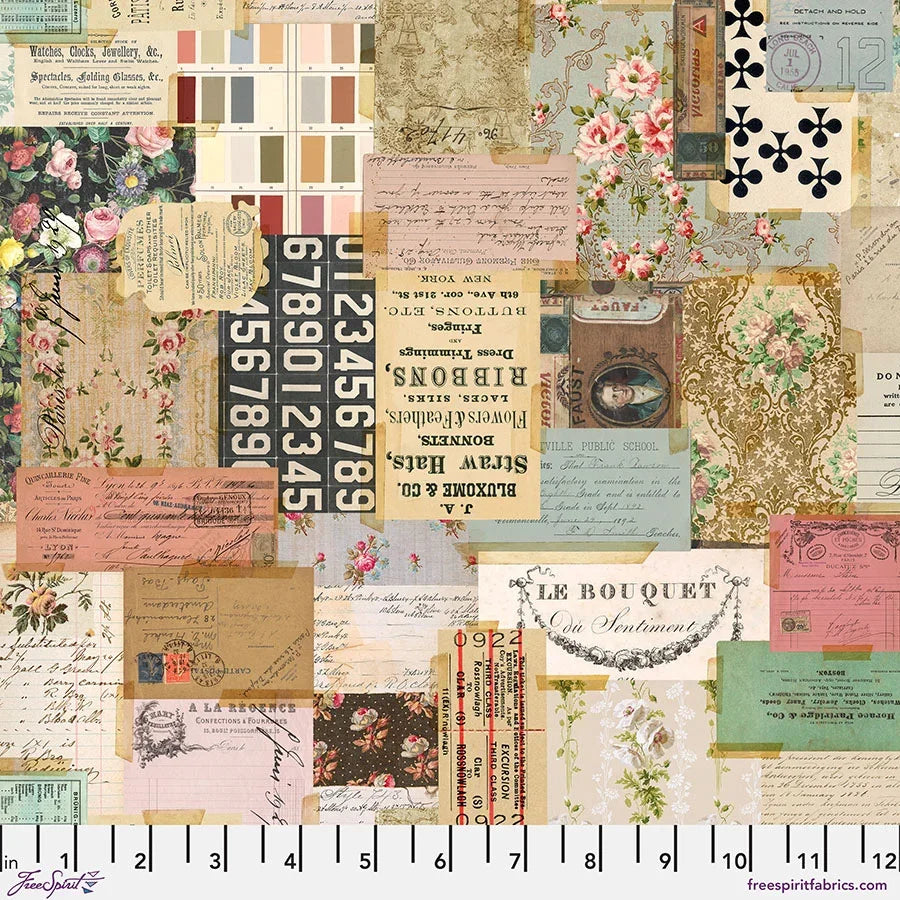 Tim Holtz multi palette ephemera paper pack with vintage florals and text blocks