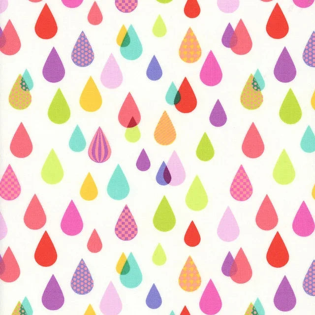 Cotton quilting fabric with multicolor raindrop pattern