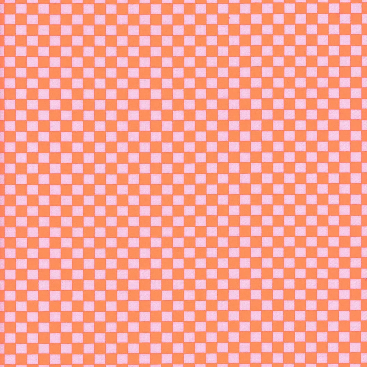 Cotton quilting fabric with small check pattern in coral and white