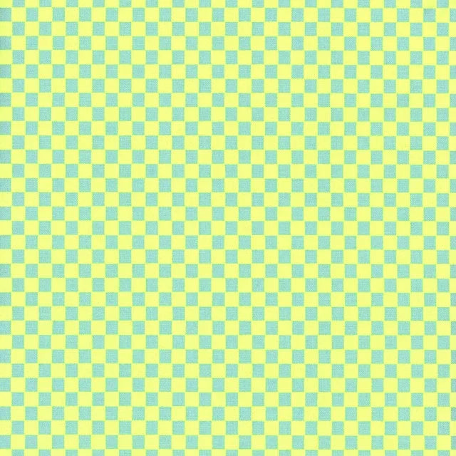 Cotton fabric with small check pattern in light blue and pale yellow