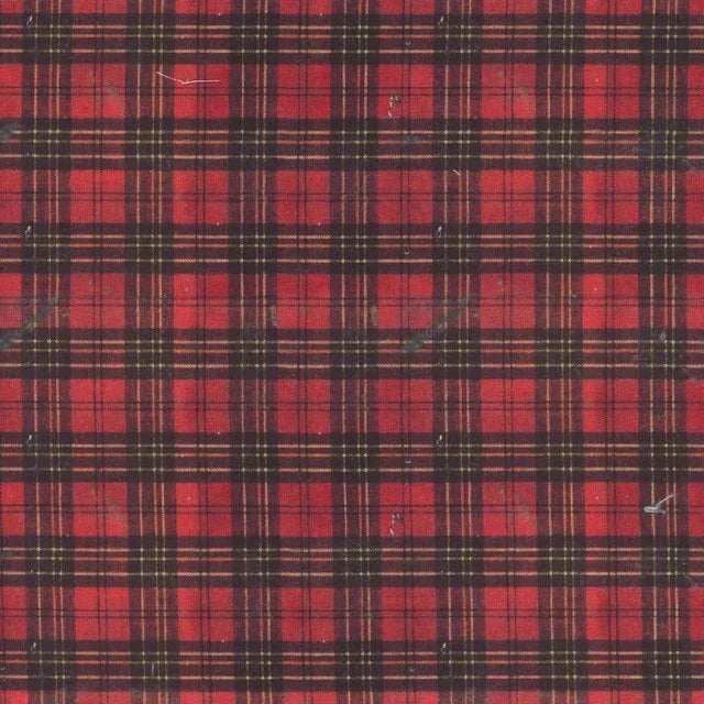 Christmas plaid quilting fabric, dark red and black with worn beige lines