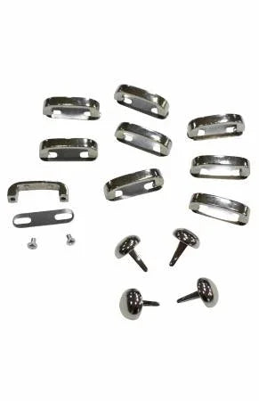 Hetty hold all hardware kit with metal clips, dark screws, and small mounting parts