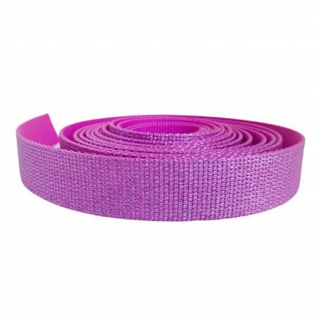 Hot pink glitter webbing ribbon, rolled coil with textured mesh weave