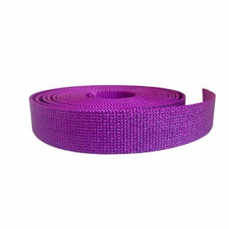 Purple glitter webbing ribbon, rolled spool