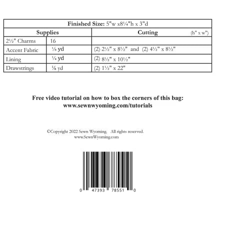 Drawstring Bag: Mini Charms # SITF200D from Sewn Wyoming