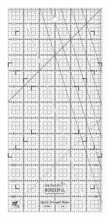 Quick straight ruler with inch and metric grid markings, Sew Kind of Wonderful.