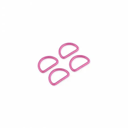Set of four 1-inch D-rings in pink