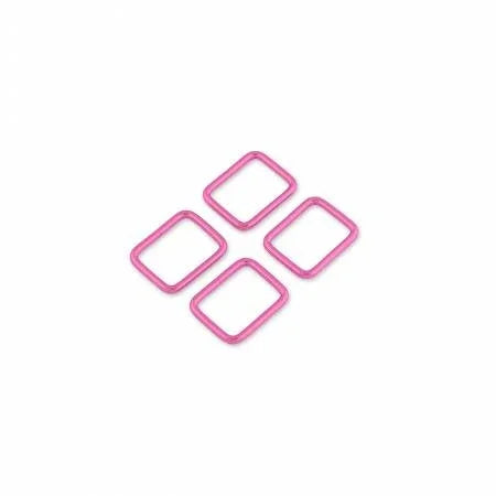 Four pink rectangle rings, set of four