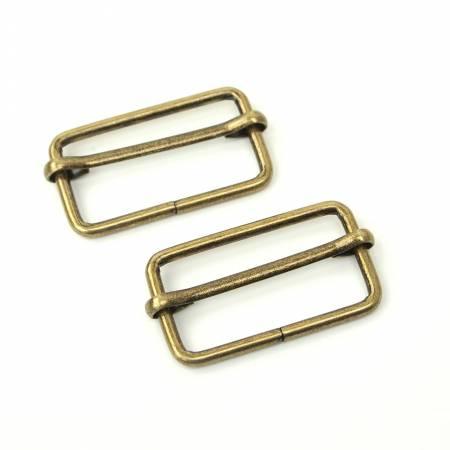 Antique brass two slider buckles, 1.5 in, STS127AT
