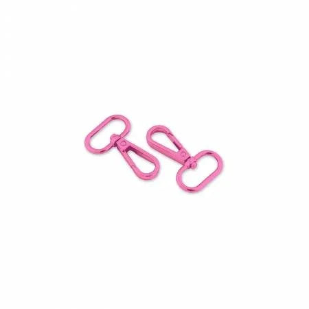 Pink 1-inch swivel hooks set of two, with attached clips