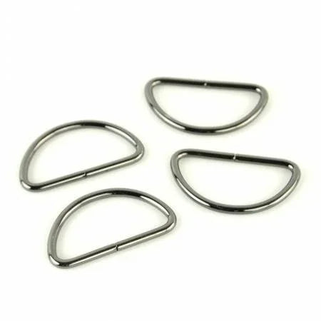 Gunmetal D-ring set with four 1.5 in rings, metal attachment loops