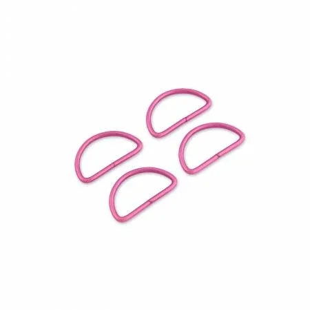 Pink 1-1/2 inch D-rings, four-pack