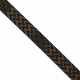 Close-up chevron webbing trim in dark brown and black