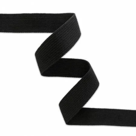 Black webbing tape, 1-1/2in wide, folded flat
