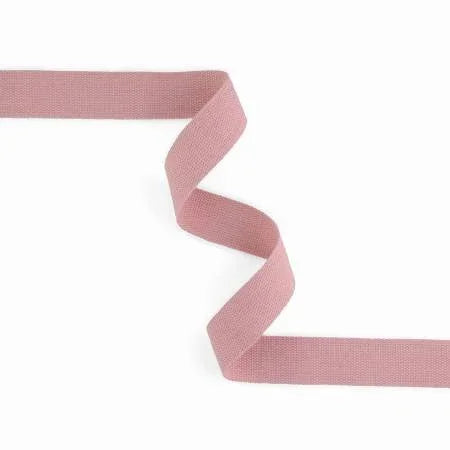 Rose-pink 1.5in woven webbing strip with zigzag fold, smooth edges