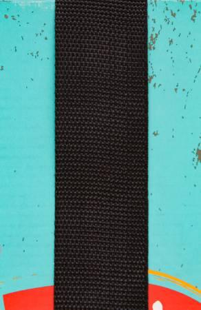Black strapping webbing tape, 1-1/2 in wide, textured knit