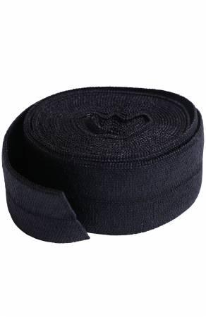 Black fold-over elastic tape, 3/4 in x 2 yd, rolled with folded edge