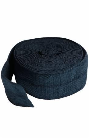 Fold-over elastic tape, navy blue, 3/4in x 2yd, rolled with folded edge