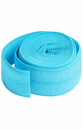 Parrot blue fold-over elastic roll, 3/4 inch wide with folded edge