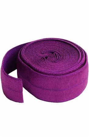 Fold-over elastic tape, purple, rolled spool with folded edge
