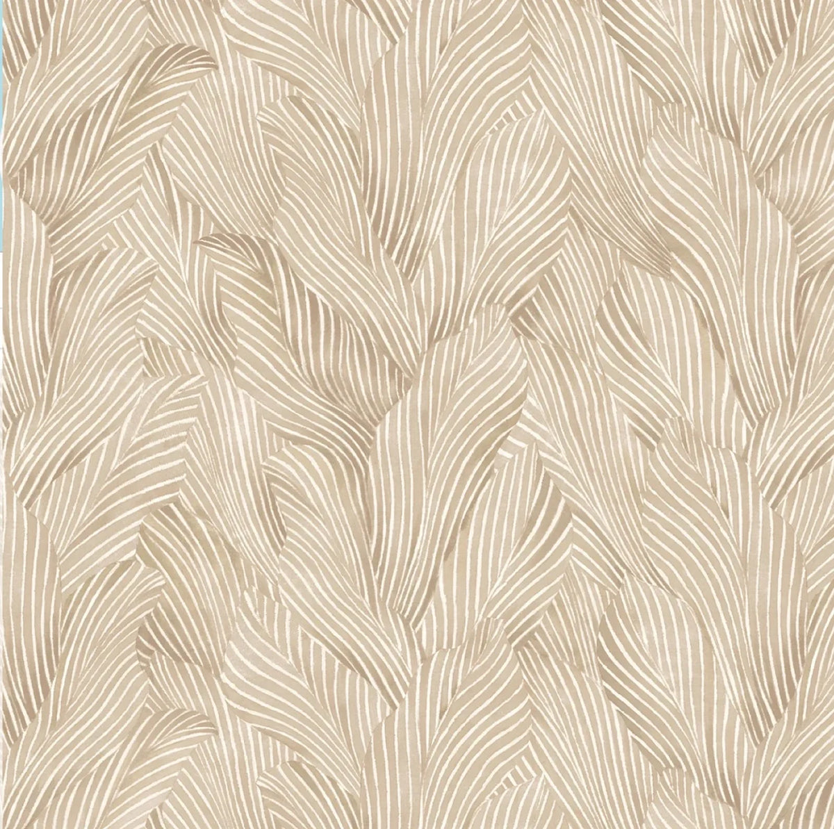 Tonal leaf patterned wideback fabric, beige base with light white linework