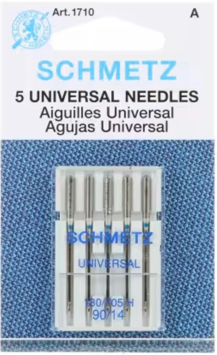 Schmetz universal machine needles set in clear plastic case, labeled 90/14