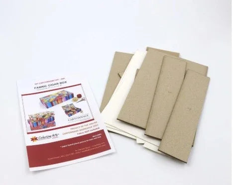Cigar box fabric DIY kit with instruction booklet and cut paper inserts
