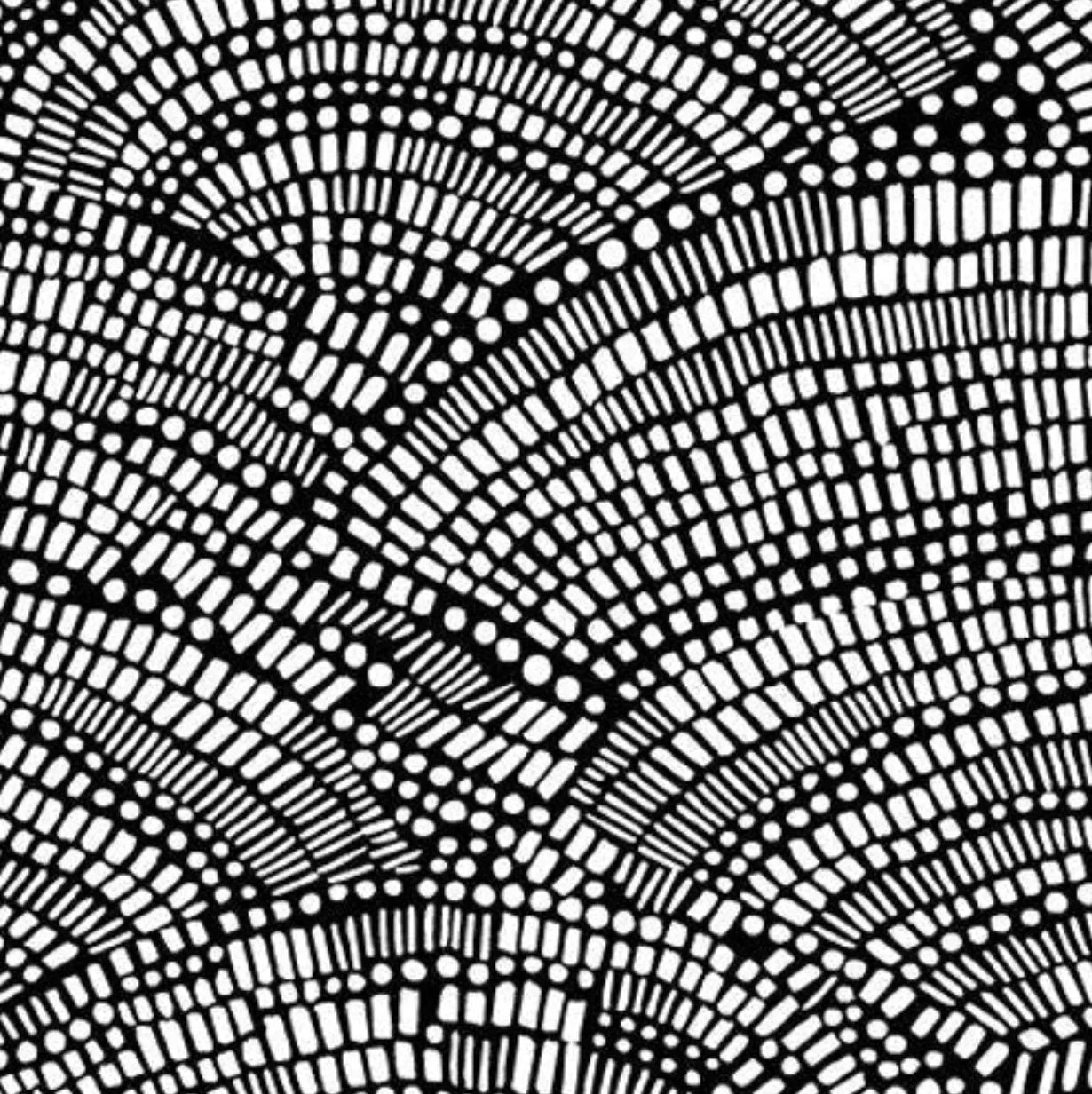 Black and white dot mosaic fan pattern fabric