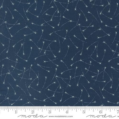 Dark blue fabric with scattered constellation-like star lines and points