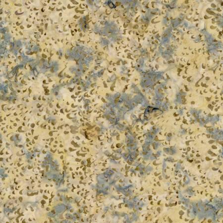Batik fabric with light stone and blue loose petal pattern