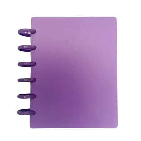 Purple discbound storage binder with purple rings and Villa Rosa Designs logo
