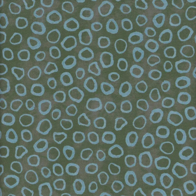 Sketchbook cover fabric with teal background and light blue oval loop pattern