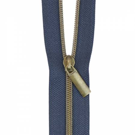 Navy #3 Nylon Antique Coil Zippers: 3 Yards with 9 Pulls # ZBY3C19 from Sallie Tomato