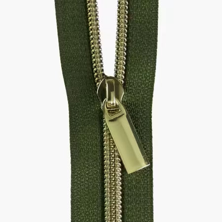 Fern #5 Nylon Gold Coil Zippers: 3 Yards With 9 Pulls # ZBY5C135 from Sallie Tomato