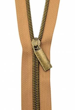Antique coil zipper tape with metal pull tab