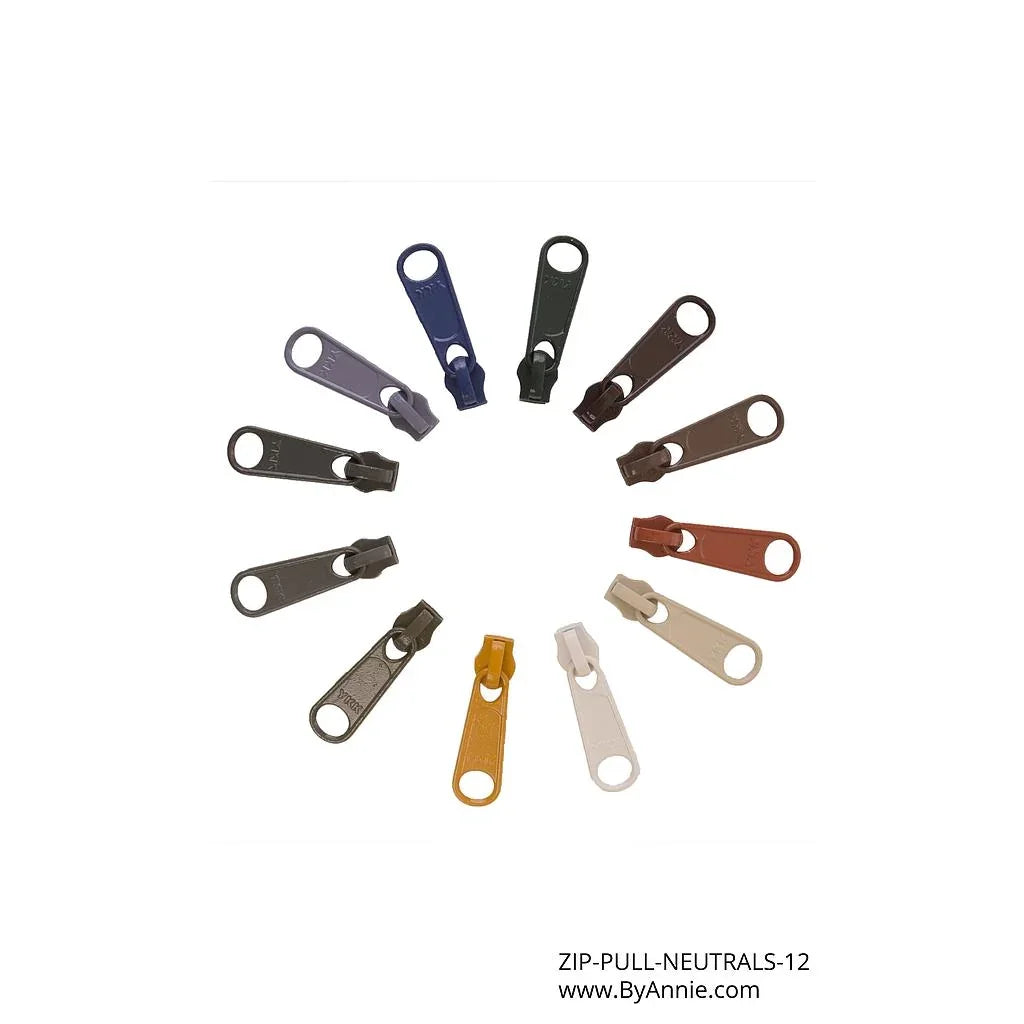 ByAnnie neutrals zipper pull set with 12 assorted zipper pull tabs