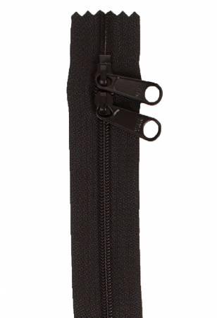 Black handbag zipper, 40 in, with two pull rings and zipper track (ByAnnie)