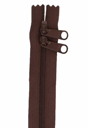 40in sable handbag zipper with dark brown metal slider and ring pulls